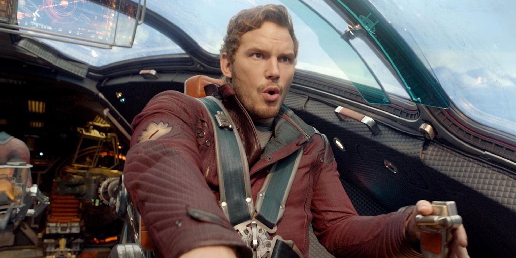 Le bandit intergalactique Peter Quill, alias Star Lord, pilote Milano dans 