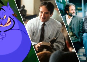Robin Williams in Good Will Hunting, Dead Poets Society, and Aladdin