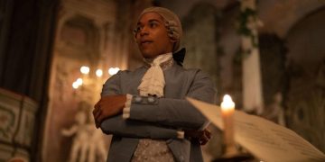 Kelvin Harrison Jr as Joseph Bologne, Chevalier de Saint-Georges in the film Chevalier