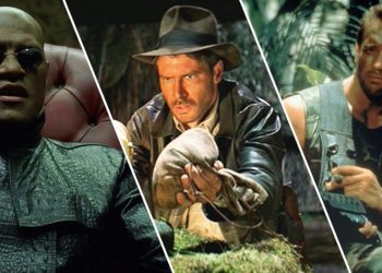 Characters from Predator, Indiana Jones and the Raiders of the Lost Ark, and The Matrix