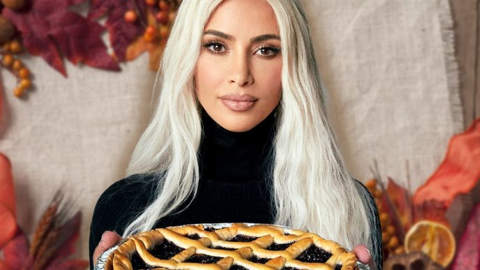 Custom image of Kim Kardashian holding a pie