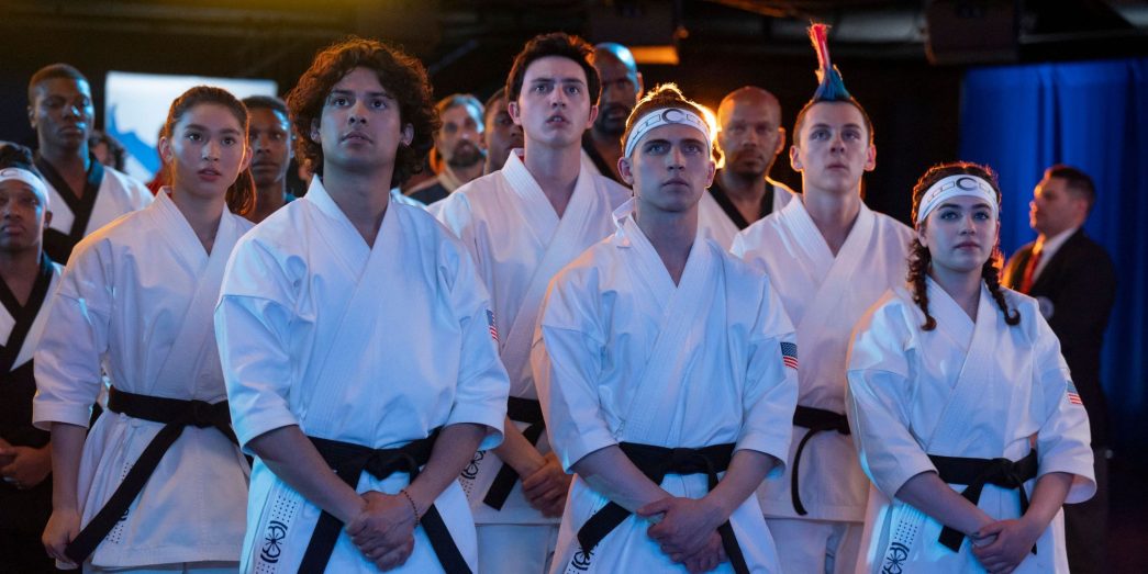 Miyagi-do team standing together for Sekai Taikai in Cobra Kai Season 6, Part 2