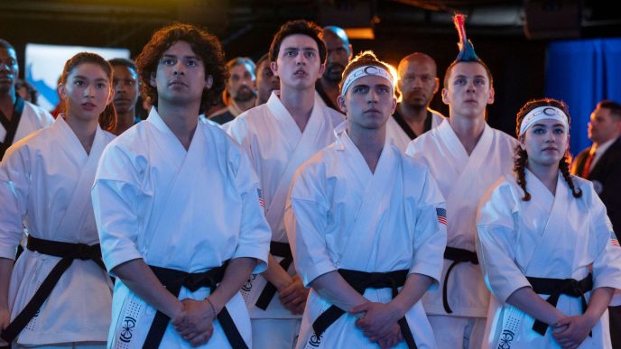 Miyagi-do team standing together for Sekai Taikai in Cobra Kai Season 6, Part 2