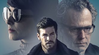 Bárbara Lennie, Mario Casas, José Coronado on a cropped poster for The Invisible Guest