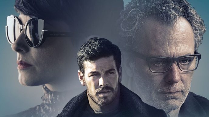 Bárbara Lennie, Mario Casas, José Coronado on a cropped poster for The Invisible Guest