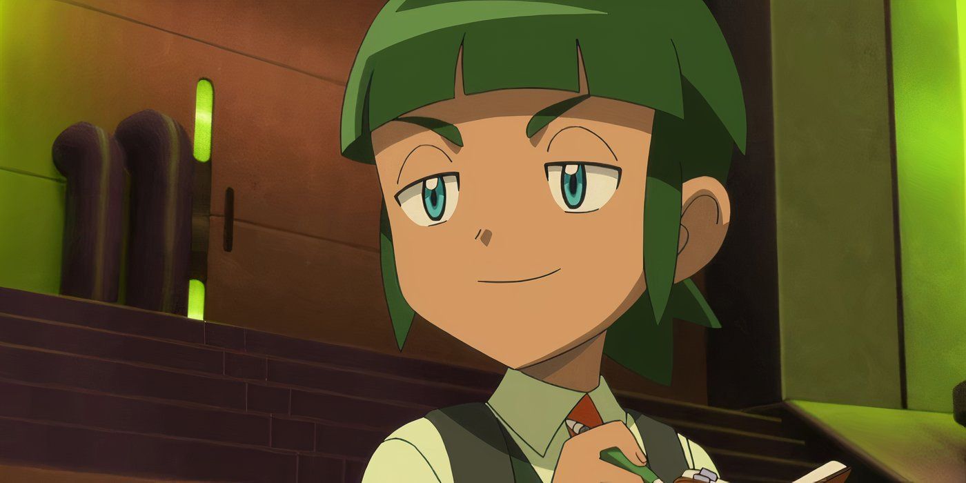 Sawyer sourit en écrivant dans un cahier dans Pokémon : XY