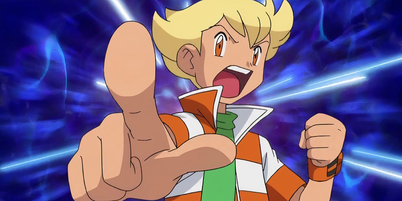 Barry criant sur fond bleu dans Pokémon : Diamant et Perle