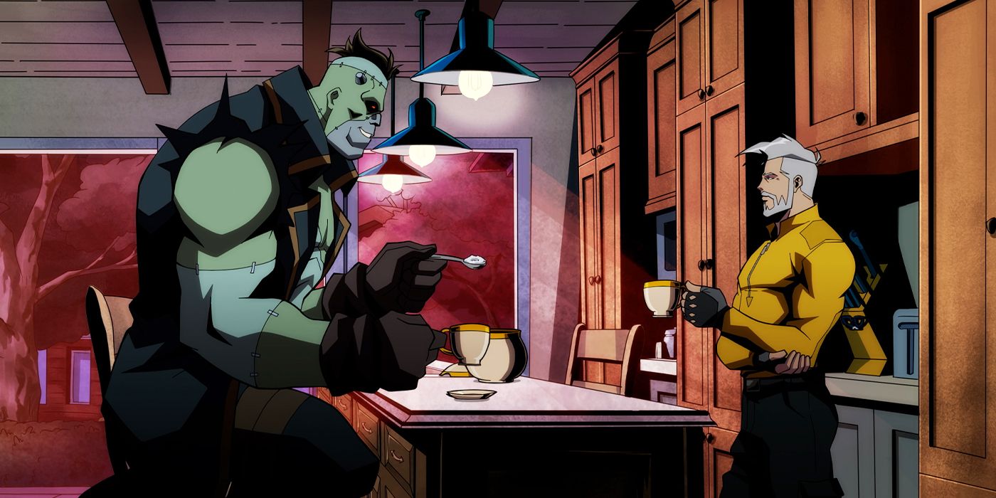 Eric Frankenstein et Rick Flag Sr. prenant un café ensemble dans une cuisine