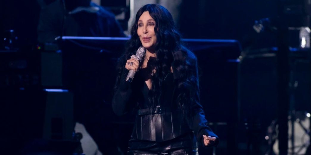 Cher singing on stage at the 2024 Rock and Roll Hall of Fame Induction Ceremony