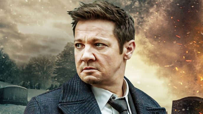 Custom image from Jefferson Chacon of Jeremy Renner looking to the right in a suit for Mayor of Kingstown